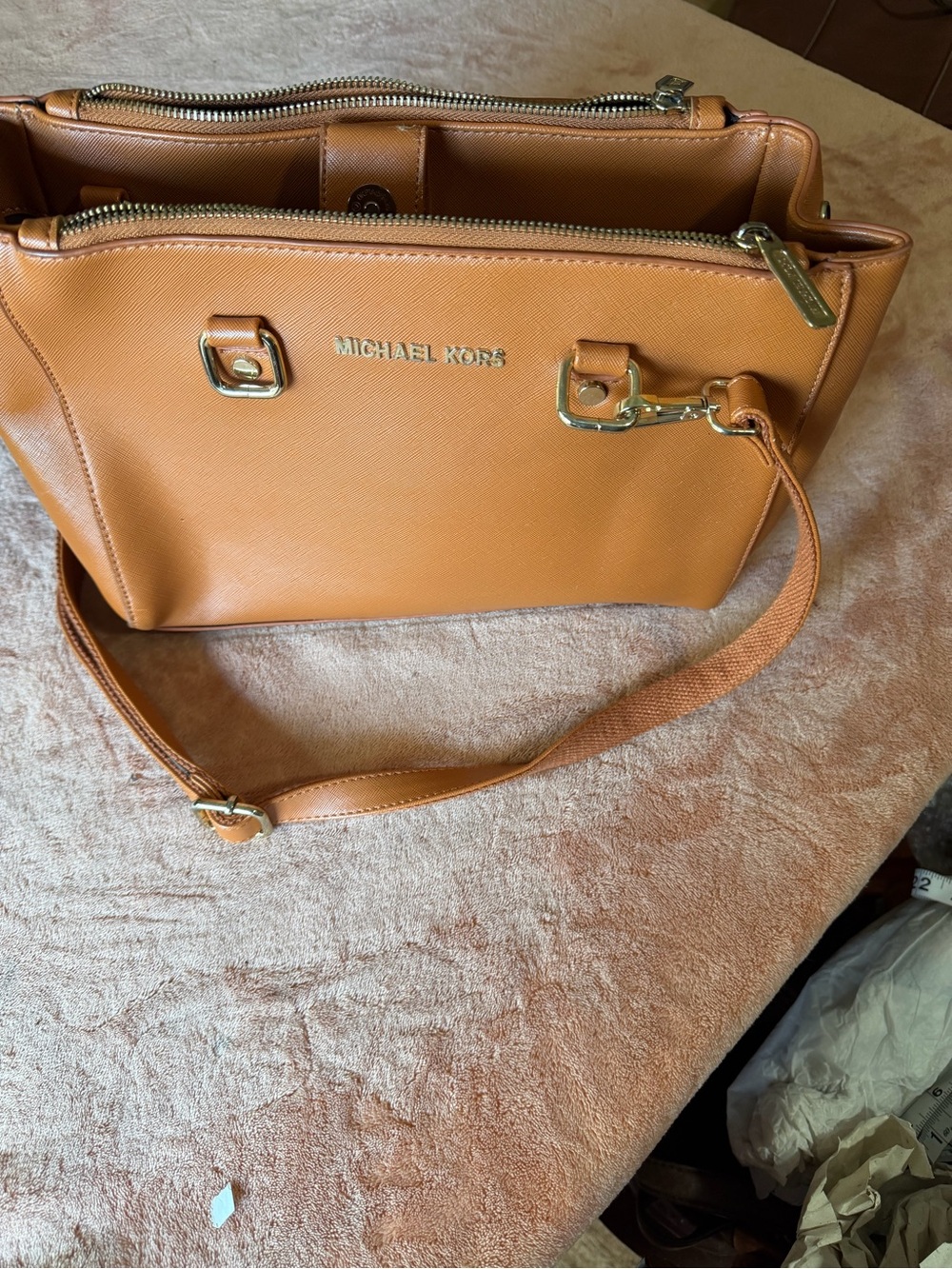 Michael Kors Caramel Tan Saffiano Shoulder Bag